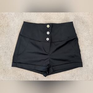 Express High Waisted Black 3 Button Lace Up Corset Back Shorts